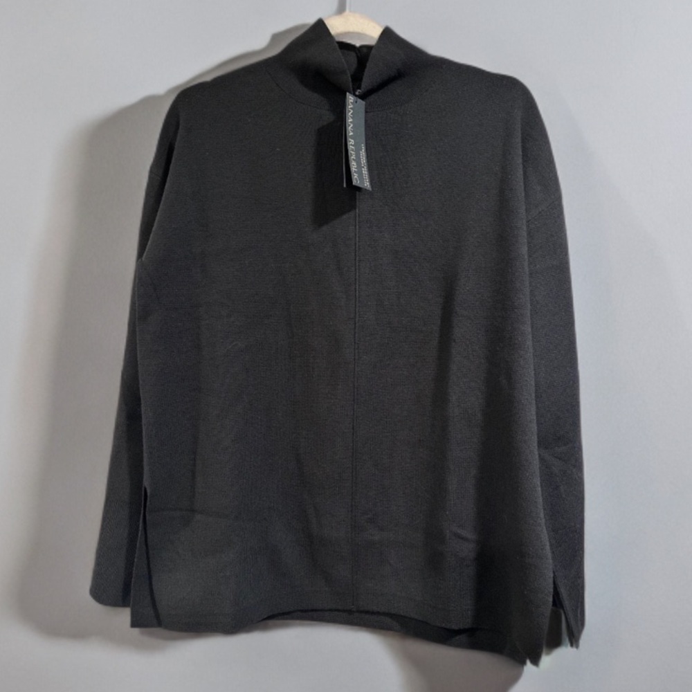 Banana Republic High Neck Cap Sleeve Blouse in Black SizeSmall Viscose Loose NWT - Picture 14 of 16